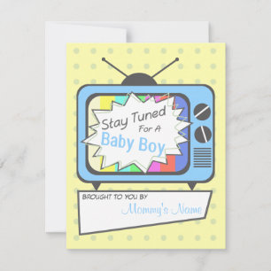 Retro Blue TV Set Baby shower Uitnodiging