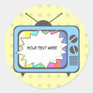 Retro Blue TV Set Ronde Sticker