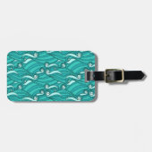 Retro blue waves doedle surf art bagagelabel (Voorkant horizontaal)