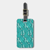 Retro blue waves doedle surf art bagagelabel (Voorkant verticaal)