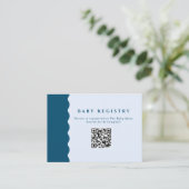 Retro Blue Wavy Baby Registry QR Code Informatiekaartje (Staand voorkant)