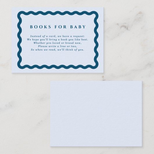 Retro Blue Wavy Lijst Books for Baby Informatiekaartje (Voorkant / Achterkant)