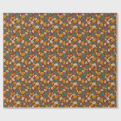 Retro Blue Yellow Brown Java Coffee Beans Patroon Cadeaupapier (Vlak)