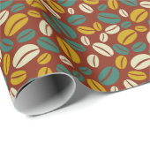 Retro Blue Yellow Brown Java Coffee Beans Patroon Cadeaupapier (Rol Hoek)