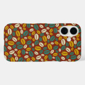 Retro Blue Yellow Brown Java Coffee Beans Patroon Case-Mate iPhone Case (Achterkant (horizontaal))