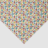 Retro Blue Yellow Brown Java Coffee Beans Patroon Tissuepapier (Detail)