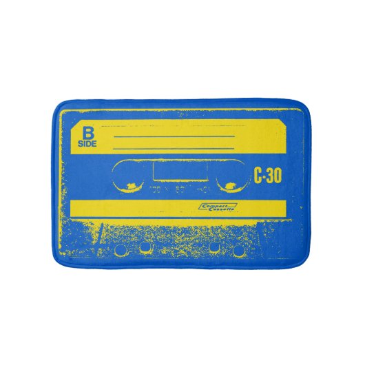Retro Blue & Yellow Cassettebandje Badmat (Voorkant)