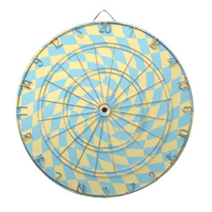 Retro Blue Yellow Pastel Warped Checkerboard Dartbord
