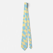 Retro Blue Yellow Pastel Warped Checkerboard Stropdas (Voorkant)