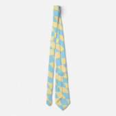 Retro Blue Yellow Pastel Warped Checkerboard Stropdas (Achterkant)