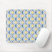 Retro Blue & Yellow Pattern Muismat (Met muis)