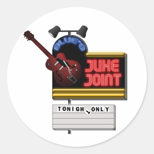 Retro Blues Juke Joint Ronde Sticker (Voorkant)