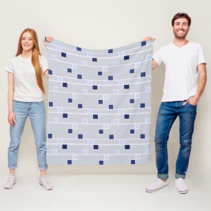 Retro blues strepen en vierkanten fleece deken