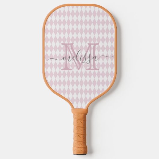 Retro Blush Pink Diamond Shape Patroon Pickleball Paddle (Voorkant)