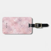 Retro Blush Pink Disco Mirror | Monogram Bagagelabel (Voorkant horizontaal)