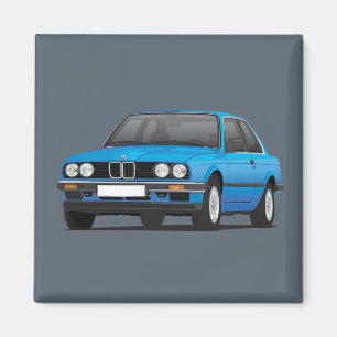 Retro BMW E30 3-Serie Blauw Magneet