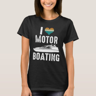 Retro Boat Ik hou van Motorboot Boater T-shirt