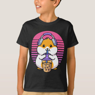 Retro Boba En KPop Kawaii Hamster K-Pop Merchand T-shirt