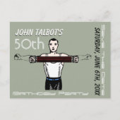 Retro Bodybuilding 50e verjaardag Bewaar de datum Aankondigingskaart (Voorkant)