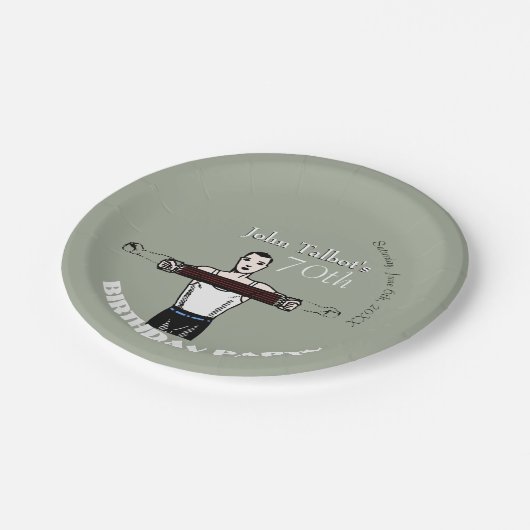 Retro Bodybuilding 70ste Verjaardagsfeest P Bord (Gekanteld)