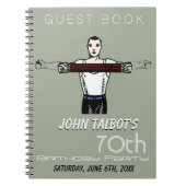 Retro Bodybuilding 70th Birthday Party Guest Book Notitieboek (Voorkant)