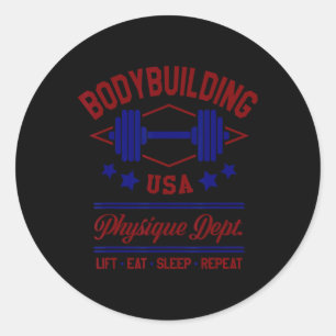 Retro Bodybuilding Gym voor mannen en vrouwen Ronde Sticker