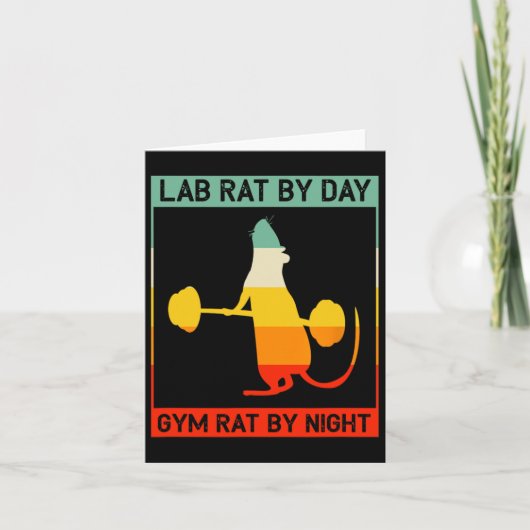 Retro Bodybuilding Lab Rat By Day Gym Rat By Night Kaart (Voorkant)