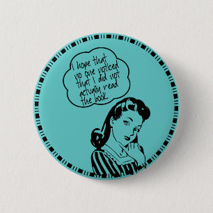 Retro boekenclub - ik hoop - ronde button 5,7 cm