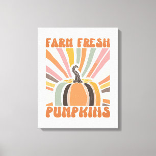 Retro Boerderij Fresh Pumpkins Canvas Afdruk