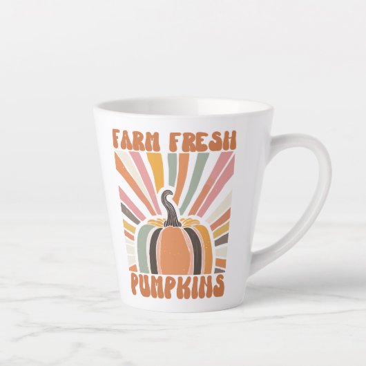 Retro Boerderij Fresh Pumpkins Latte Mok (Rechts)