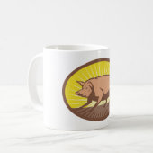 Retro Boerderij Pig met Sunburst Koffiemok (Voorkant links)