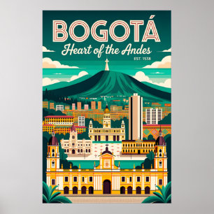 Retro Bogotá Colombia Hart van de Andes Oud Poster
