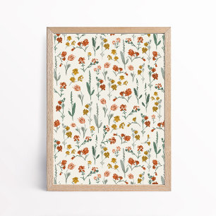 Retro Boheemien Wildflower Botanische Kunst Poster