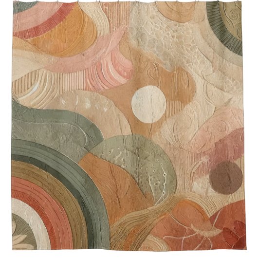 Retro Boheems Aardse Abstract Ontwerp Douchegordijn (Voorkant)