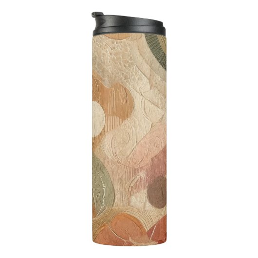 Retro Boheems Aardse Abstract Ontwerp Thermosbeker (Geroteerd rechts)