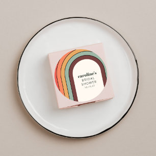 Retro Boheemse Regenboog Unieke Bruiloftsshower Aa Ronde Sticker