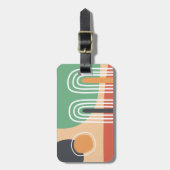 Retro bohemian abstracte lijnkunst bagagelabel (Voorkant verticaal)
