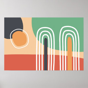 Retro bohemian abstracte lijnkunst poster
