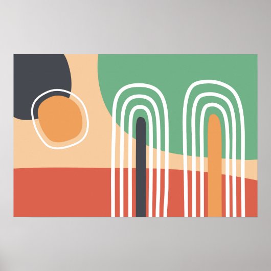 Retro bohemian abstracte lijnkunst poster (Voorkant)