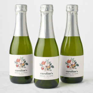 Retro Bohemian Floral Nouveau Vrijgezellenfeest Aa Sparkling Wijnetiket