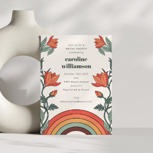 Retro Bohemian Rainbow Floral Unique Vrijgezellenf Kaart