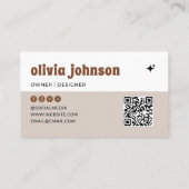 Retro Boho À damiers Carte de visite (Dos)