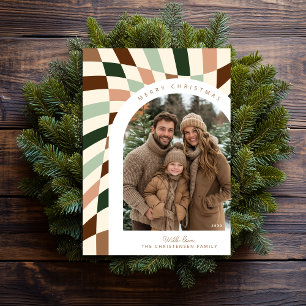 Retro Boho À damiers photo Carte de Noël