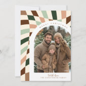 Retro Boho À damiers photo Carte de Noël (Devant)