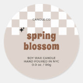 Retro Boho À damiers Soy Candle Jar Étiquette (Devant)