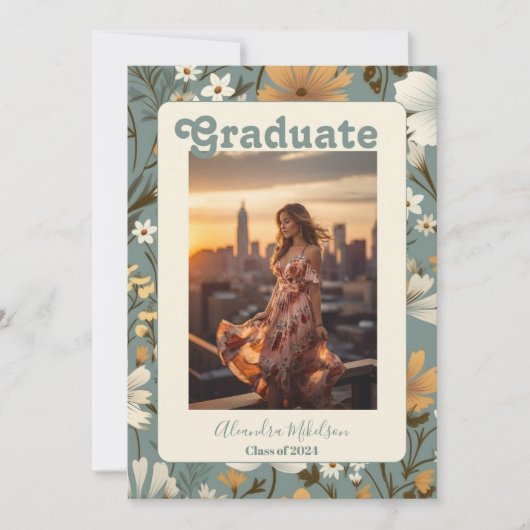 Retro Boho Afstudeeruitnodiging Kaart (Voorkant)