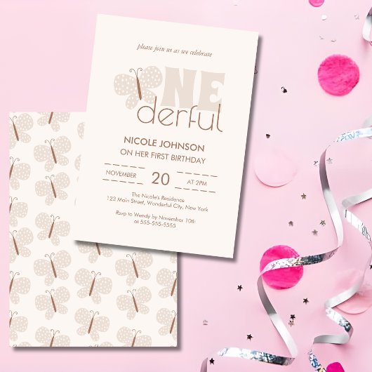 Retro Boho Baby Vlinder Kinder 1e Verjaardag Kaart