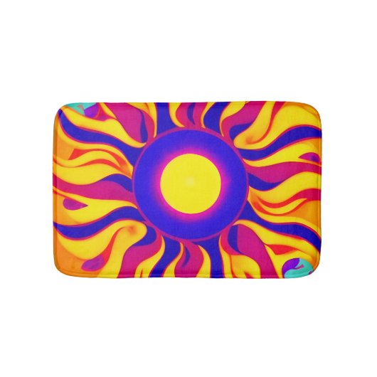 Retro Boho badmat Trippy Sunburst Hippie (Voorkant)