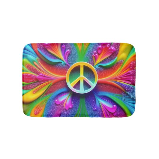 Retro Boho Badmat Vredesbord  Hippie (Voorkant)
