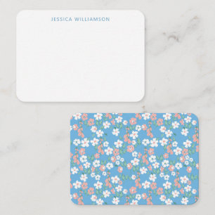 Retro Boho Blauwe Ditsy Bloemige Aangepaste Gift E Notitiekaartje